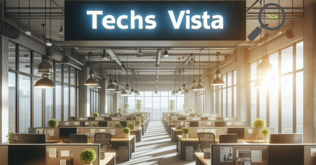 Illustration of a futuristic cityscape with digital technology elements, representing Techsvistaa.com's open media platform.