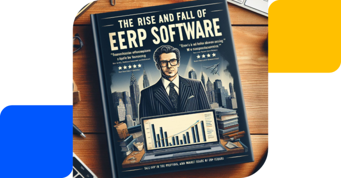 A futuristic illustration depicting various technological advancements and innovations in ERP software.