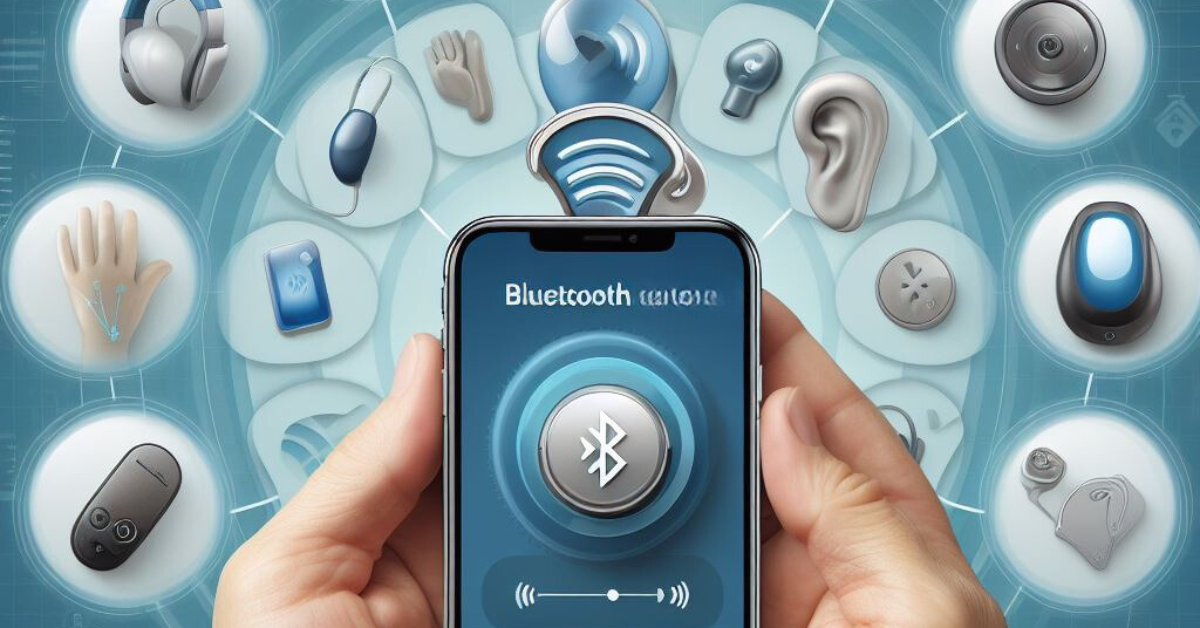 An illustration depicting various types of Bluetooth technology integrated into hearing aids, showcasing their diverse functionalities and applications.
