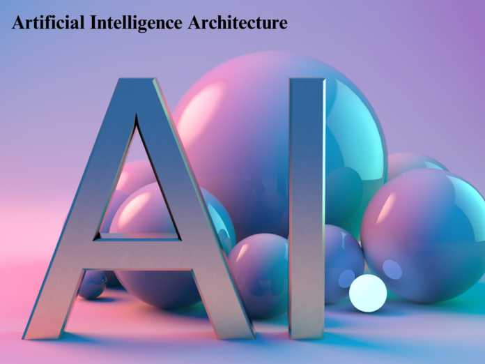 A complex network of interconnected nodes representing the architecture of an AI system.