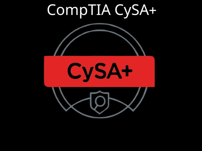 Representing CompTIA CySA+ certification in the image.