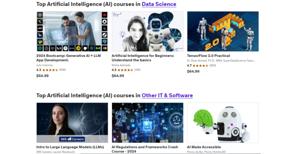 Person researching the best AI and machine learning courses online