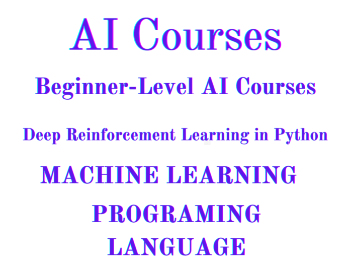 Text image displaying various AI course-related terms in colorful fonts.