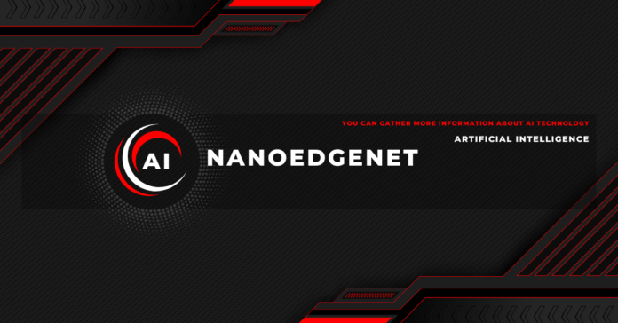 NanoEdgeNet AI logo with futuristic red and black design.